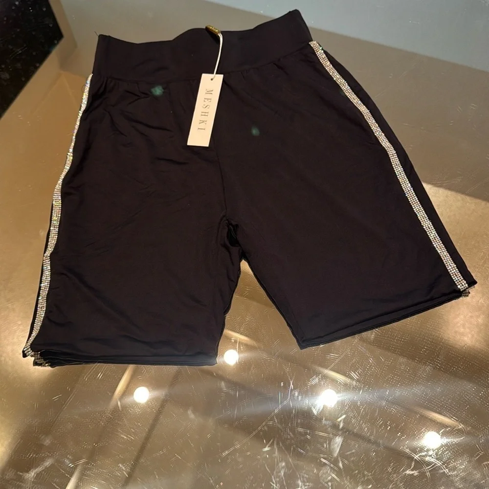 MESHKI Black Crystal Biker Shorts - Picture 7 of 7